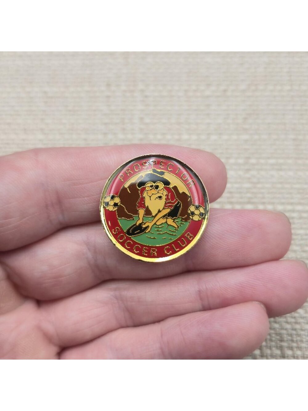 Vintage Prospector Soccer Club Gold Tone Enamel Lapel Pin A82119